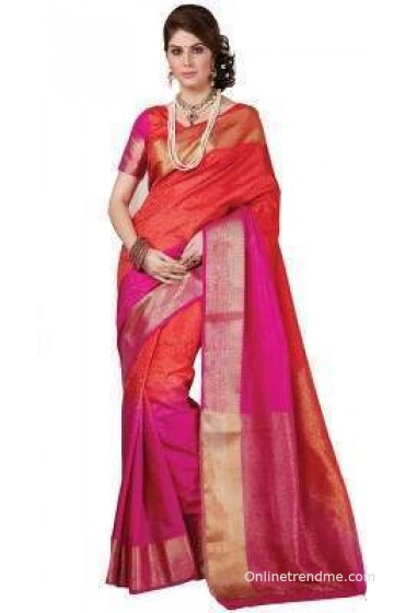 Taanshi Printed Kanjivaram Tussar Silk Sari Taanshi Printed Kanjivaram Tussar Silk Sari